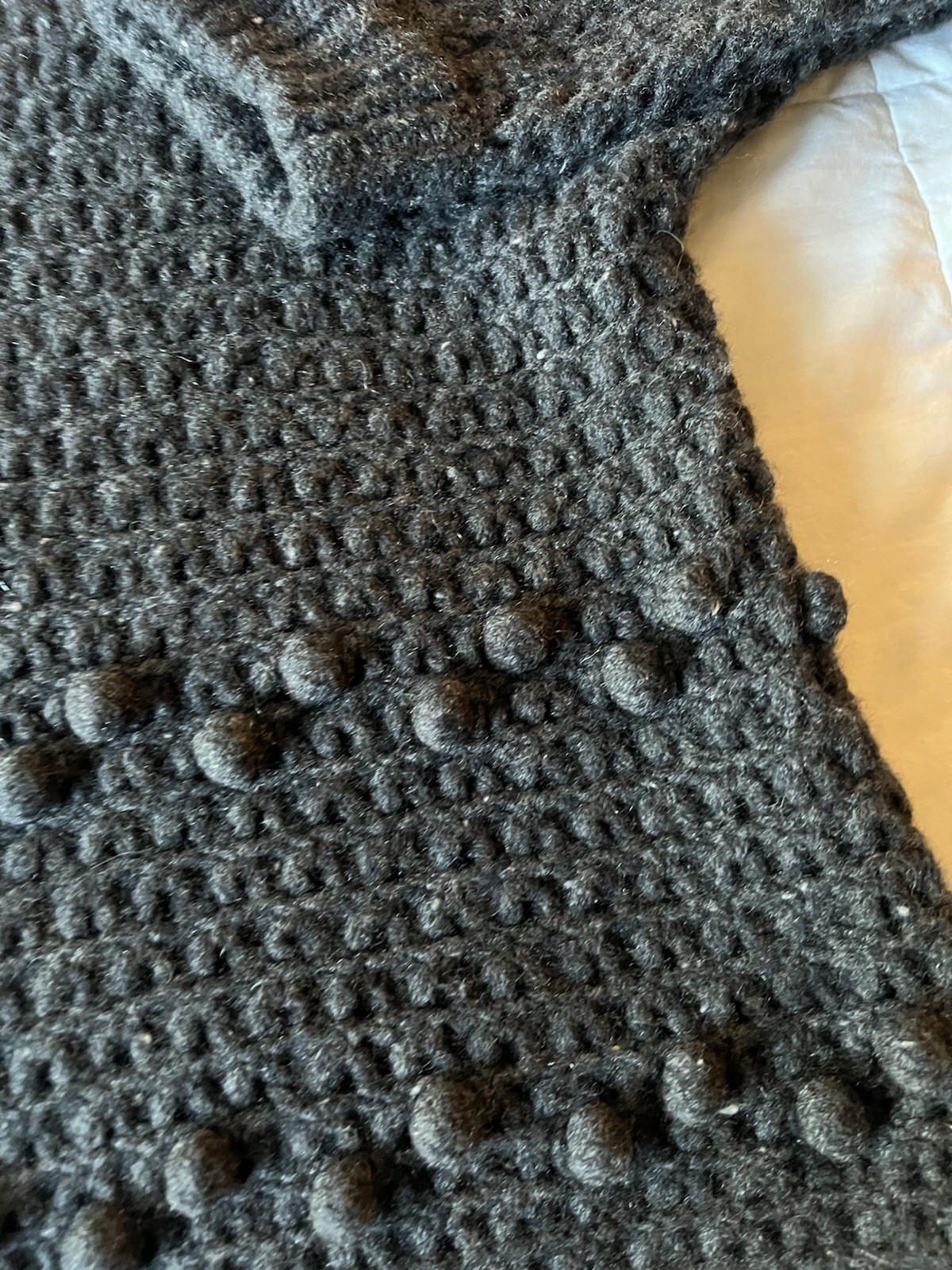 Garnet Hill Gray Cashmere Sweater S Dark Pullover Pom Pom Details Pristine