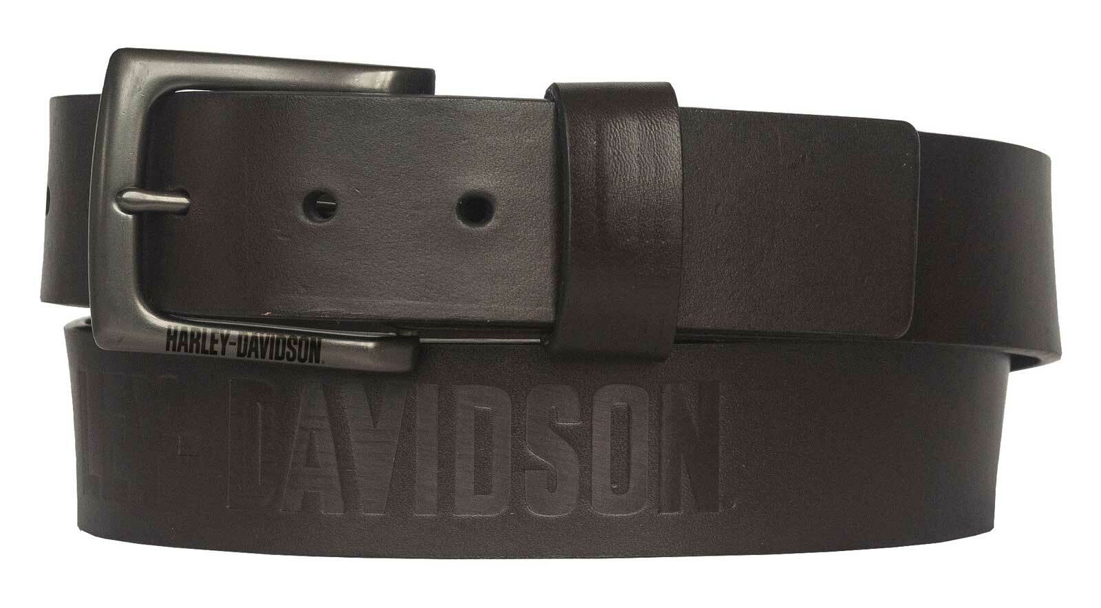 Harley-Davidson Men’s Vintage Race Genuine Brown Leather Belt – Antique Nickel