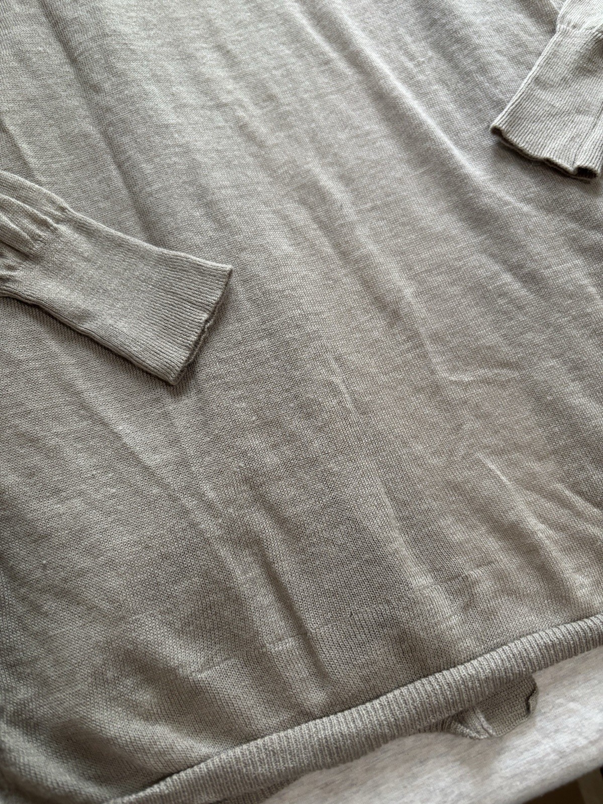 LOFT Sheer Ramie Blend Open Front Cardigan Beige Taupe Size Small