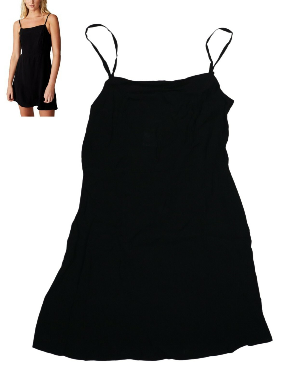 Cotton:On Kendall Solid Color Sleeveless Woven Mini Length Dress XS NWT Black