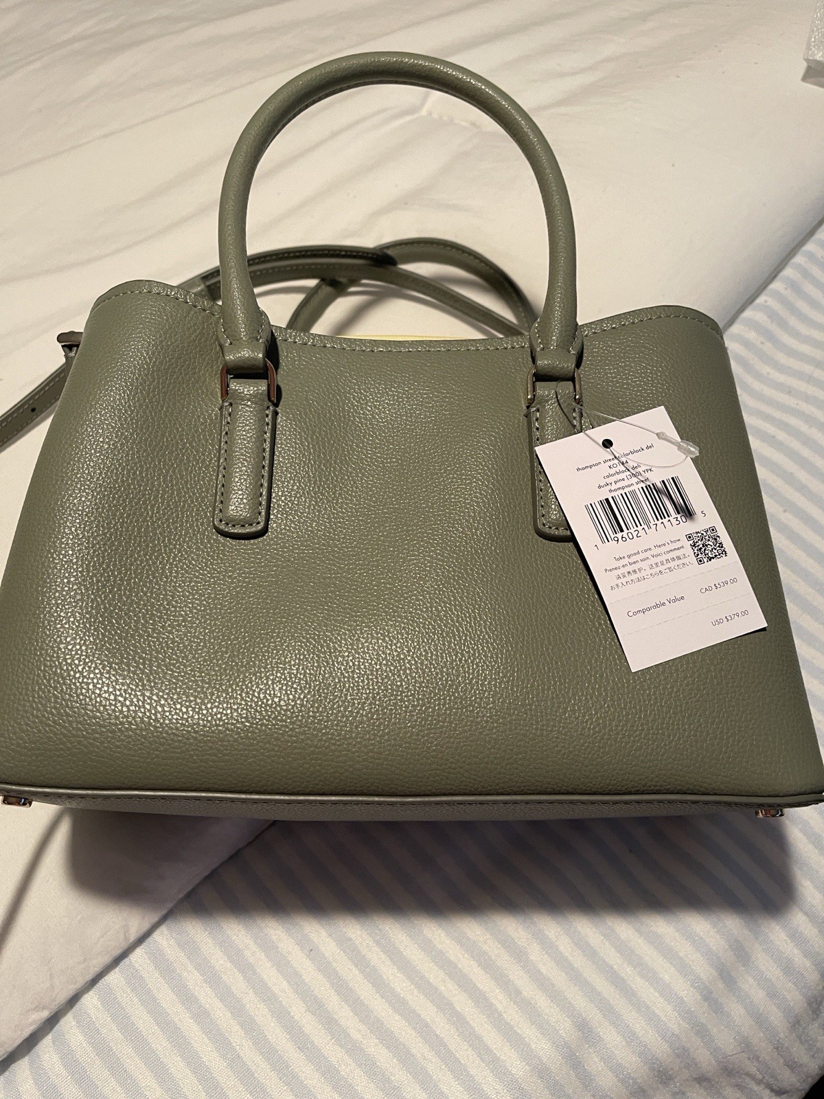 Kate Spade Green Medium Satchel Zip Top Handle Detachable Adjustable Strap