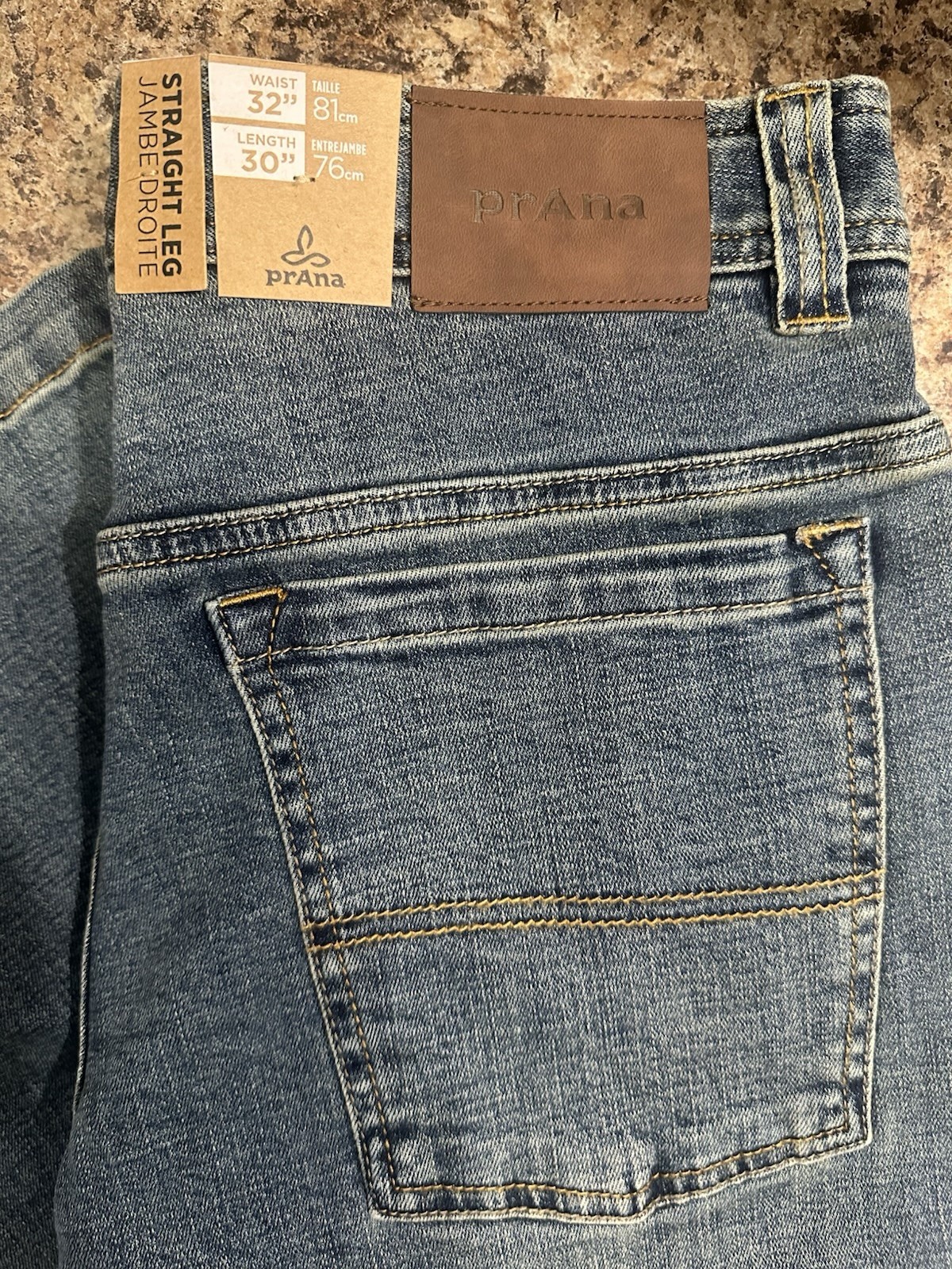 NWT Prana Axiom Jeans Mens Size 32 X 30 Antique Stone Washed