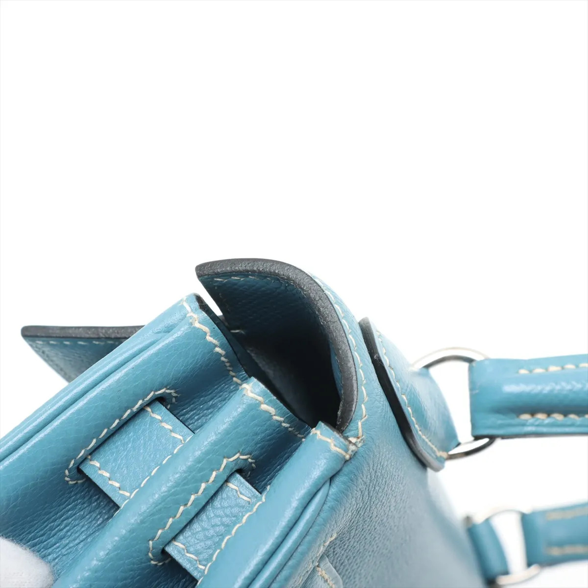 Hermès Kelly 28 Le Tournay Cushbell Blue Jean Silver Metal Fittings □C: 1999
