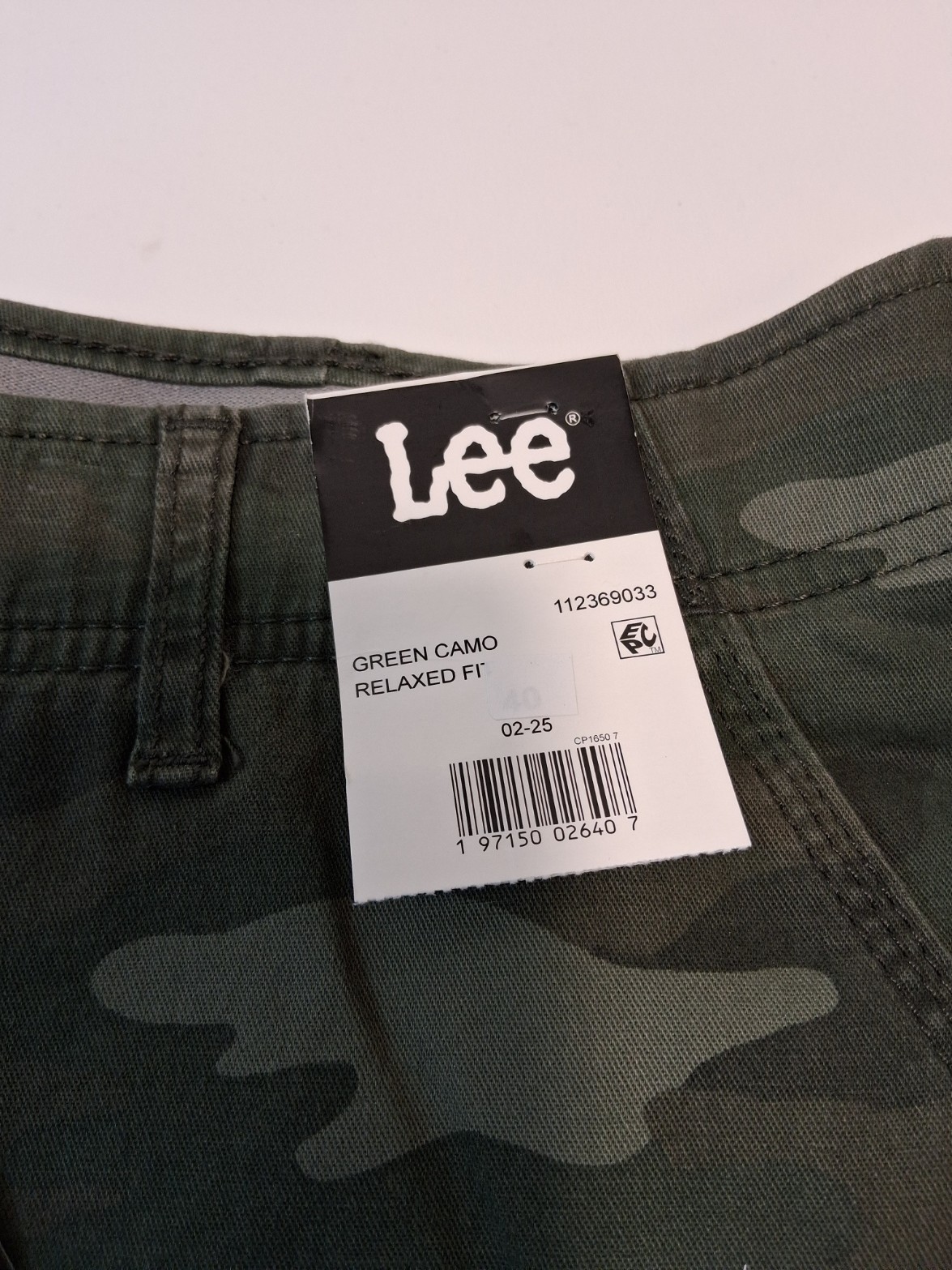 Lee Men’s Active Stretch Fabric Cargo Shorts Green Camo Flex Waistband, 40 New