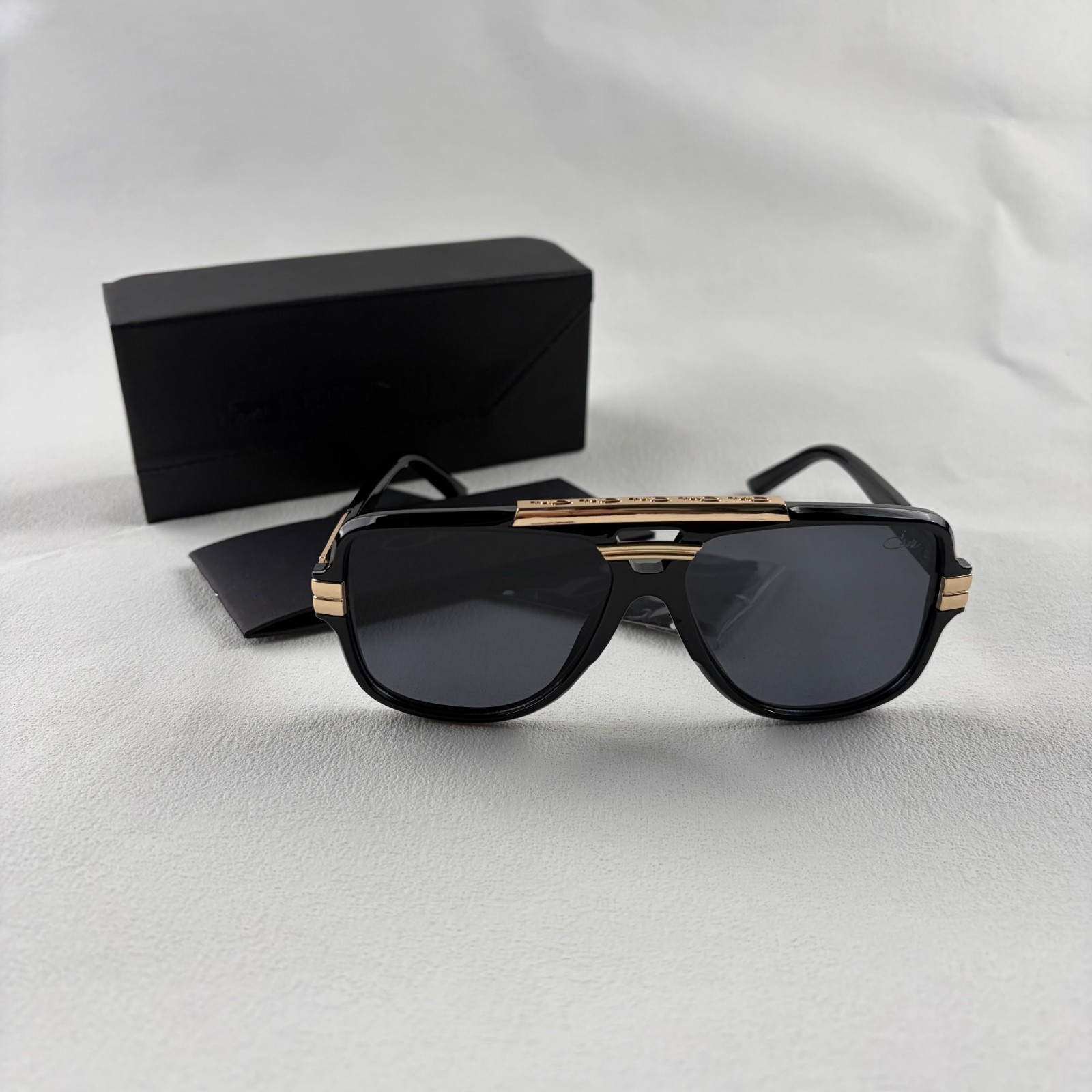 Cazal Black Gold Sunglasses Iconic Frame Classic Black Lens Included Box