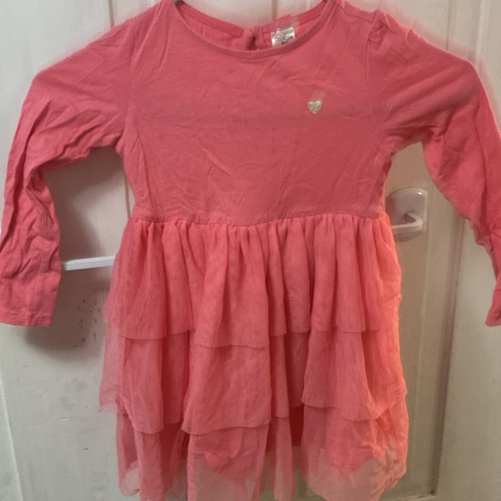 OshKosh B’gosh Girls 3T Pink Solid Knit Ruffle Fit & Flare Dress Casual