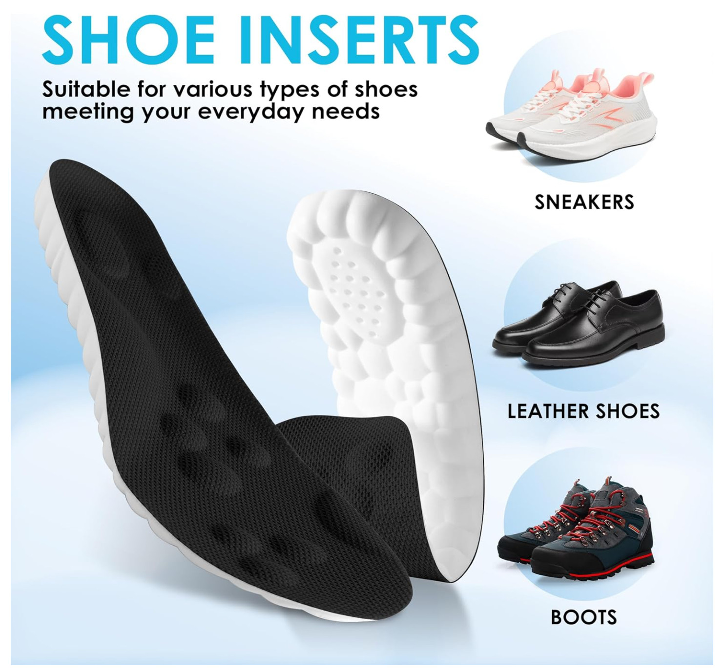 NEW! 4D Memory Foam Insoles – Orthotic Support For Men & Women, Ideal For Sports