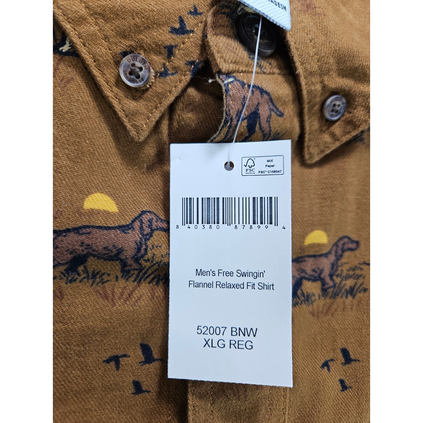 Duluth Trading NWT Free Swingin Flannel Mens XL Relaxed Fit All Over Dog Print
