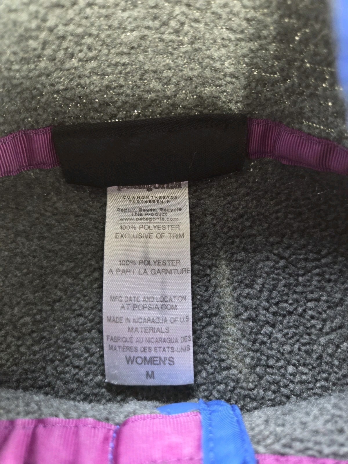 Patagonia Synchilla Snap T Fleece Pullover Womens M Gray Blue Snap Front Jacket