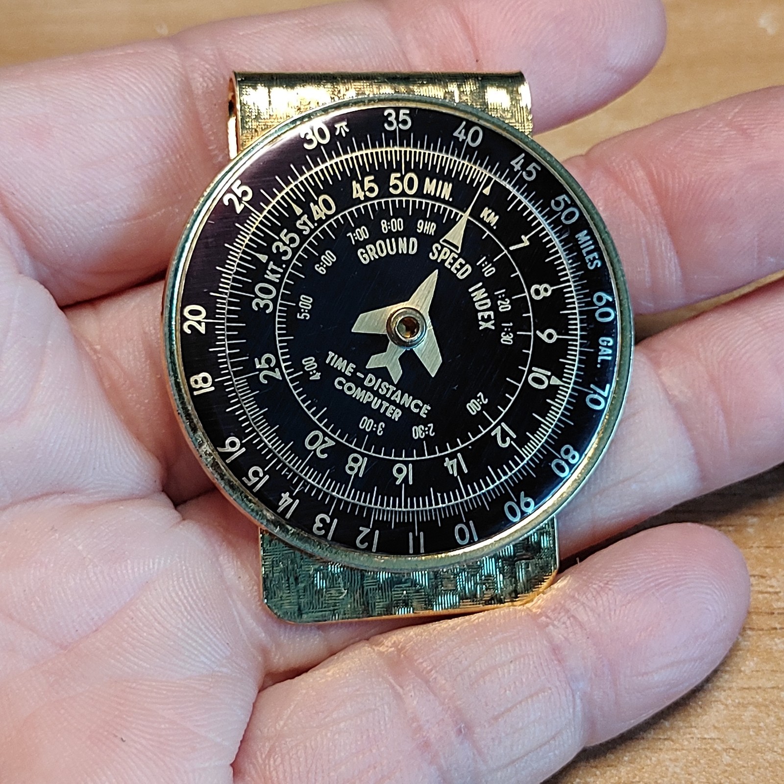 Vintage Aviation Money Clip Ground Speed Index Time-Distance Computer 1960’s