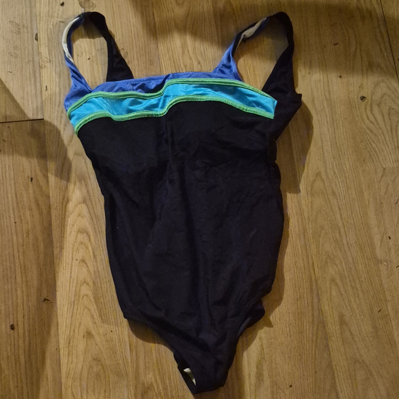7 Figures Women’s Colorblock One Piece Swimsuit Black Blue Green Size 14 Reg