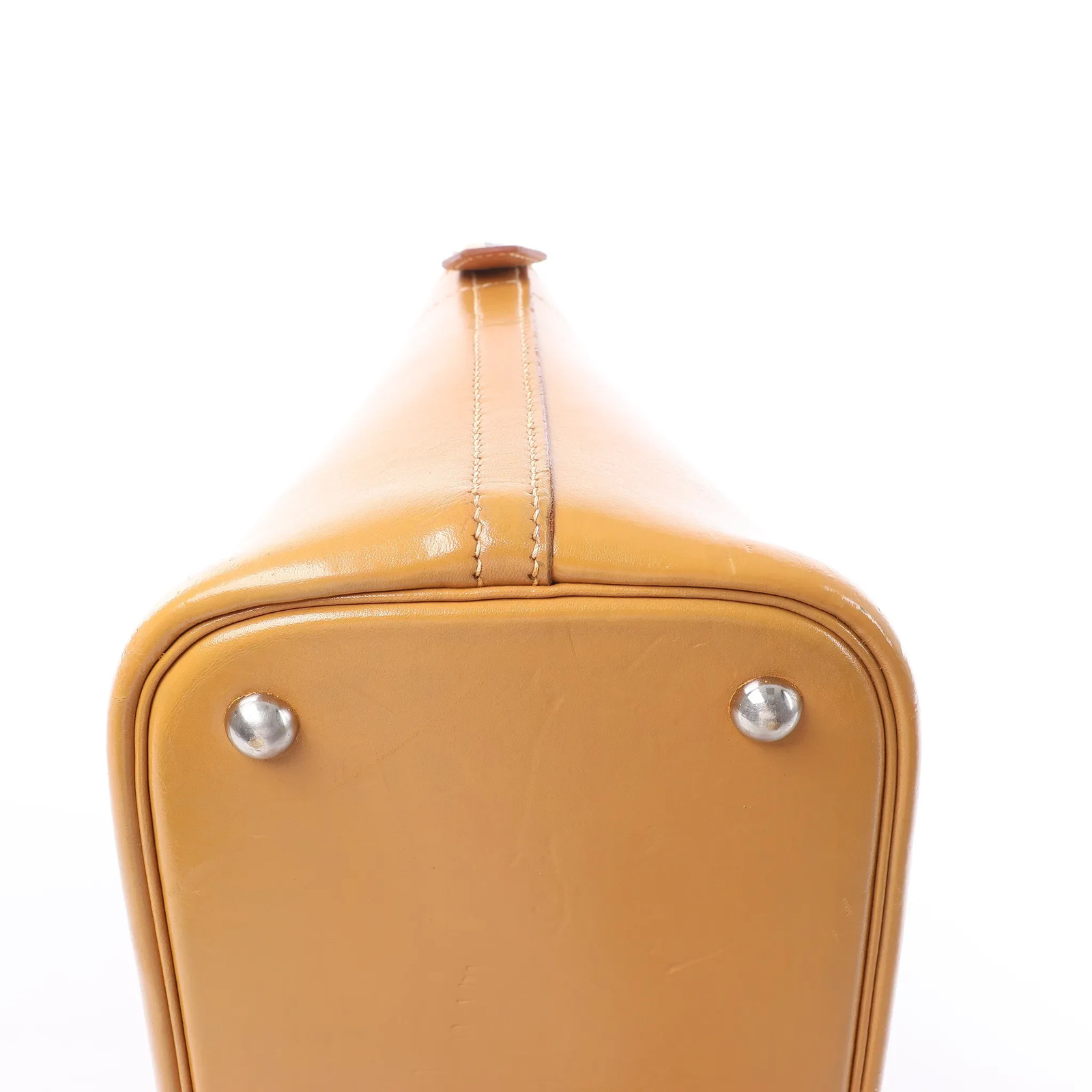 HERMES Bolide 35 Leather Handbag in Natural Brown □D: 2000