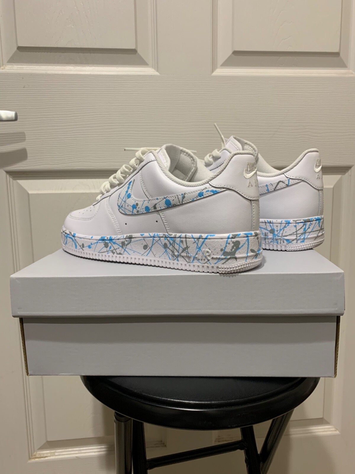 Nike Air Force 1 Low Custom Splatter Paint (Pail Blue Light Gray)