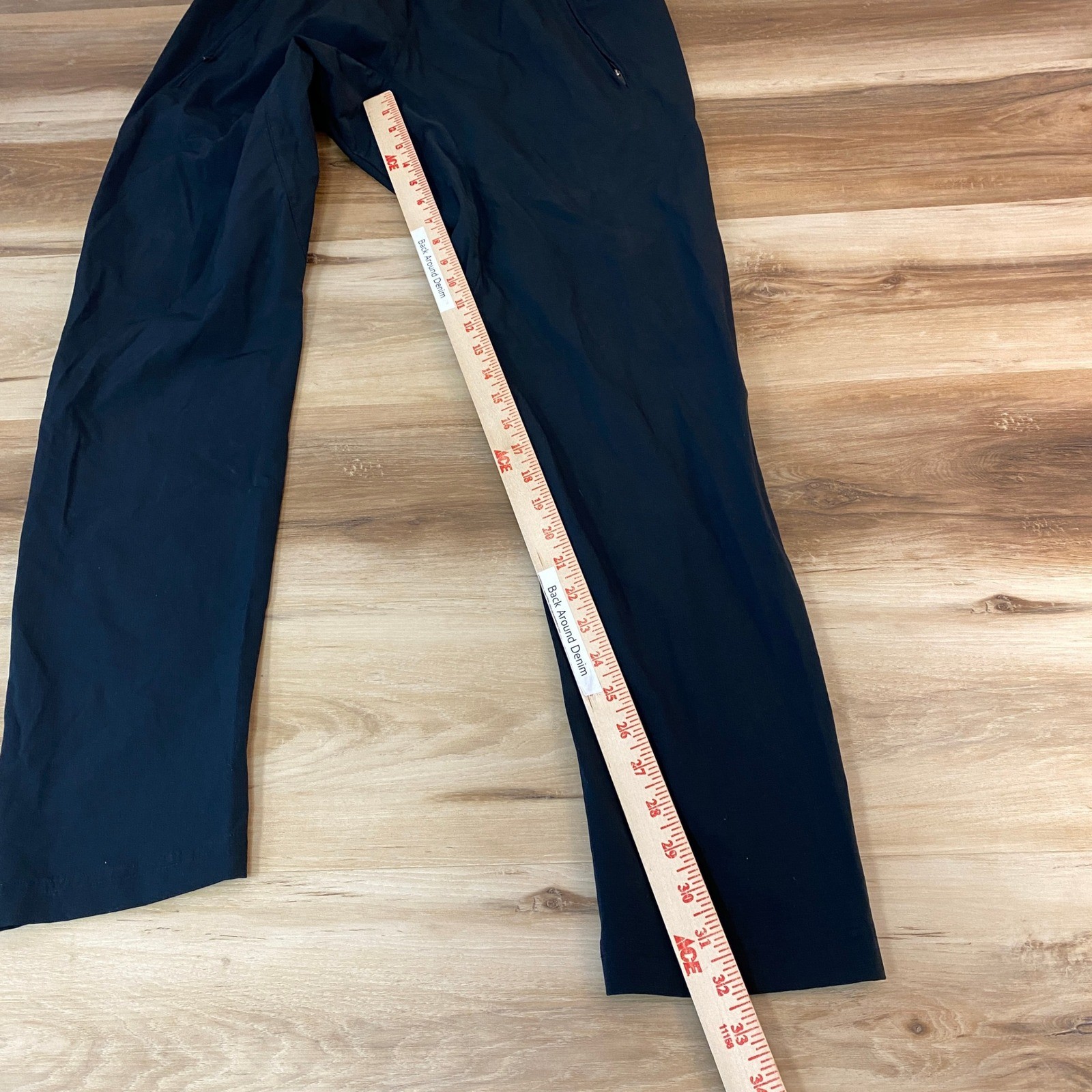 Paskho Black Athleisure Pants Medium Nylon Drawstring Waist Zip Pockets M