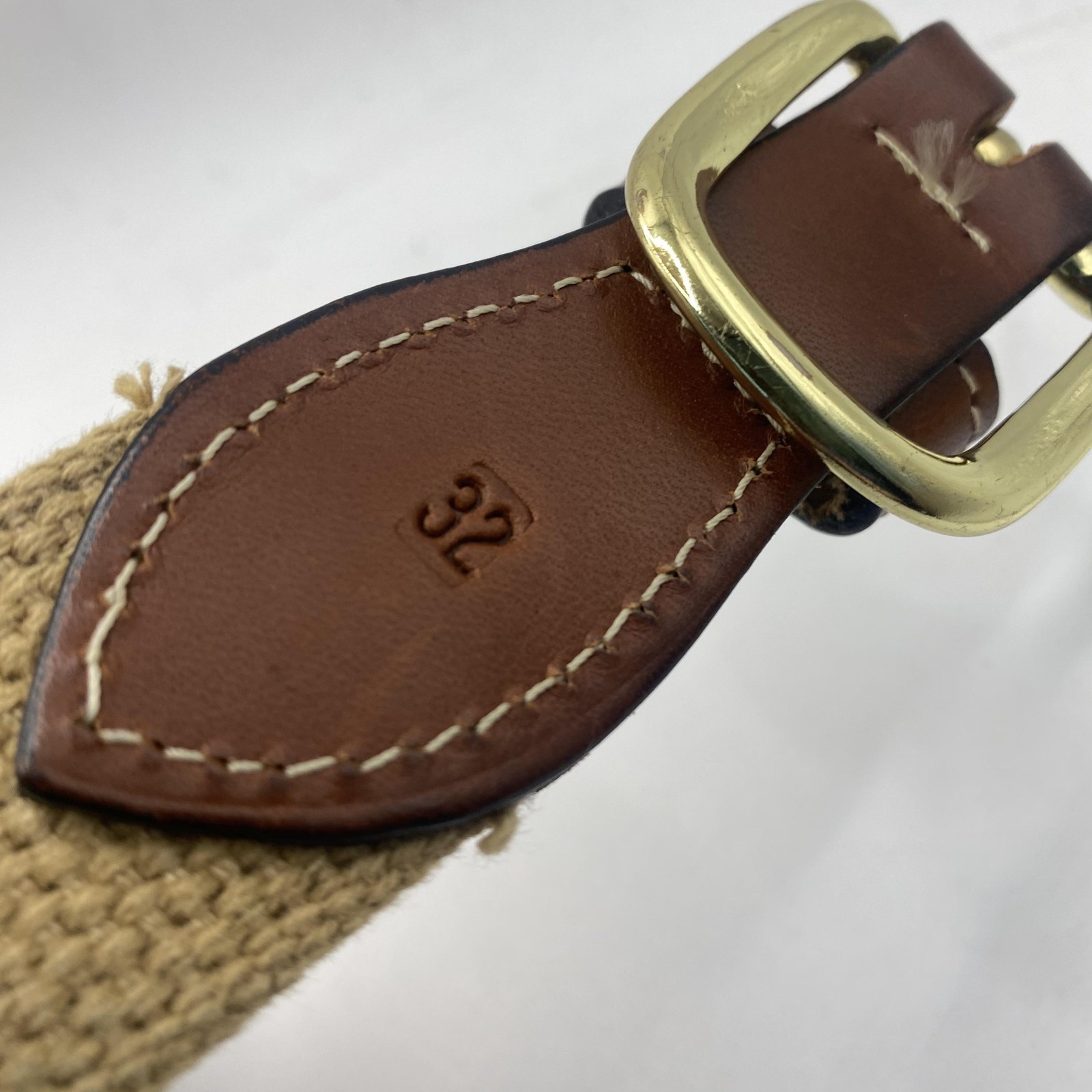 Bow Tie Ribbon Web Belt Mens 32 Navy Canvas Leather Brass Buckle Preppy