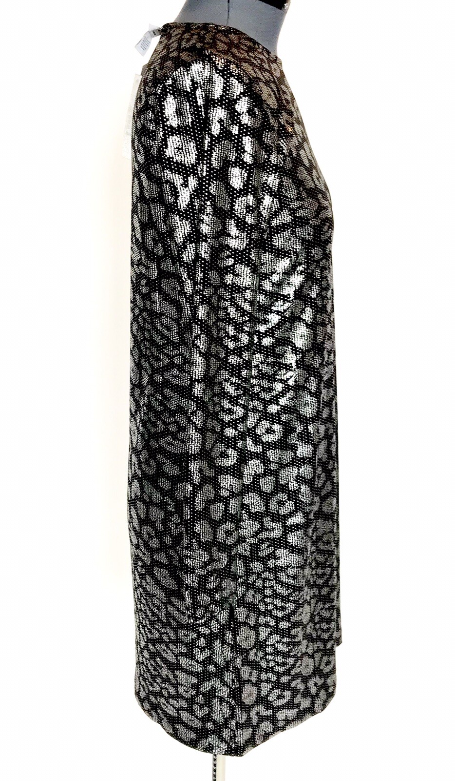 Carmen Marc Valvo Silver & Black Stretch Dress.Retail $88 Price $44 Size L NWT