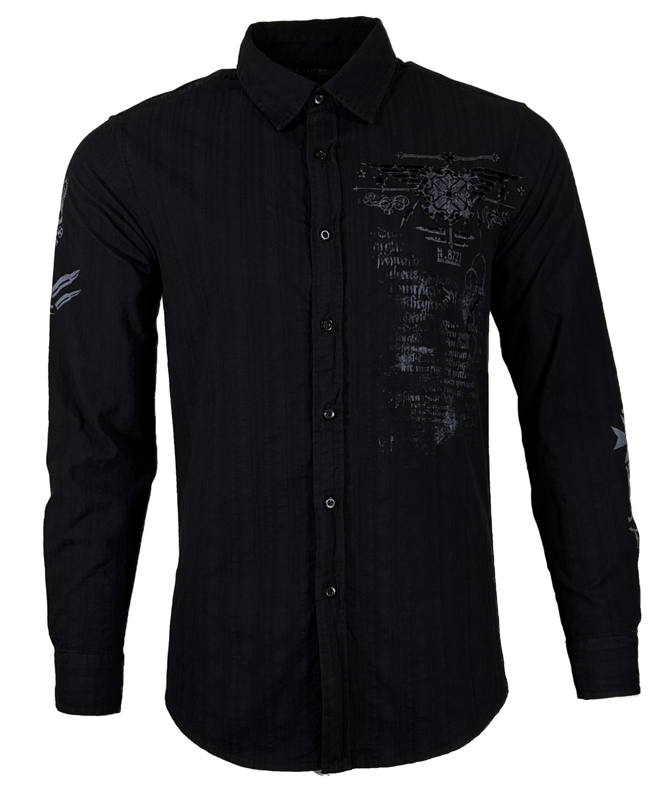 Xtreme Couture by Affliction Men’s Button Down Shirt CONNECT Black Biker
