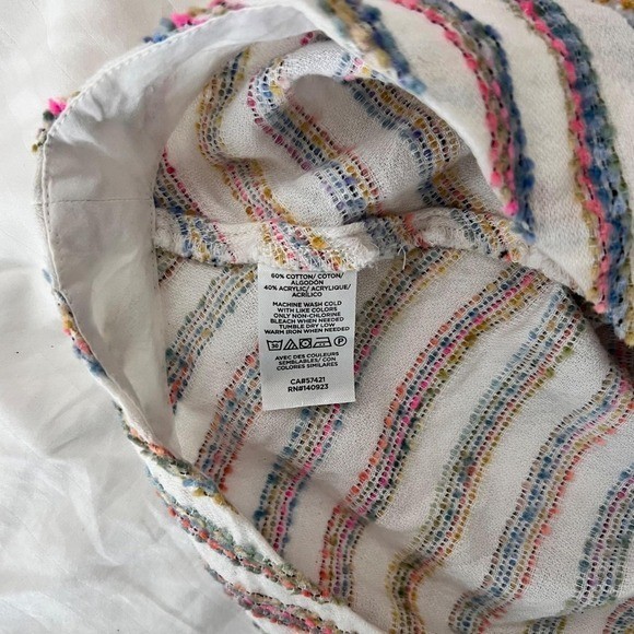 Lou & Grey White Rainbow Stripe Textured Mini Dress Halter Neck – S
