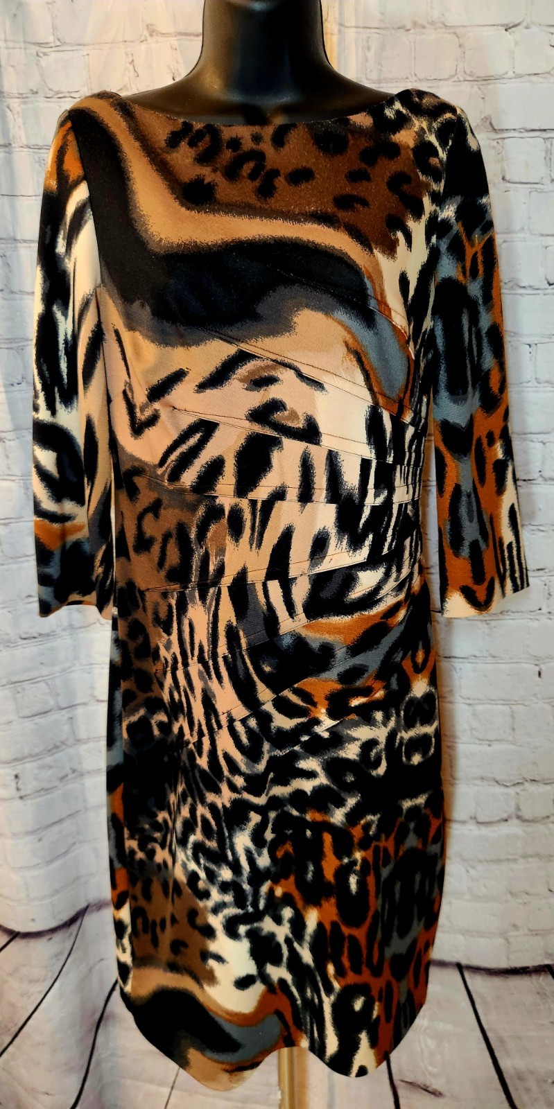 Jessica Simpson Bold Animal Print Ruched Sheath Dress (Size 8)
