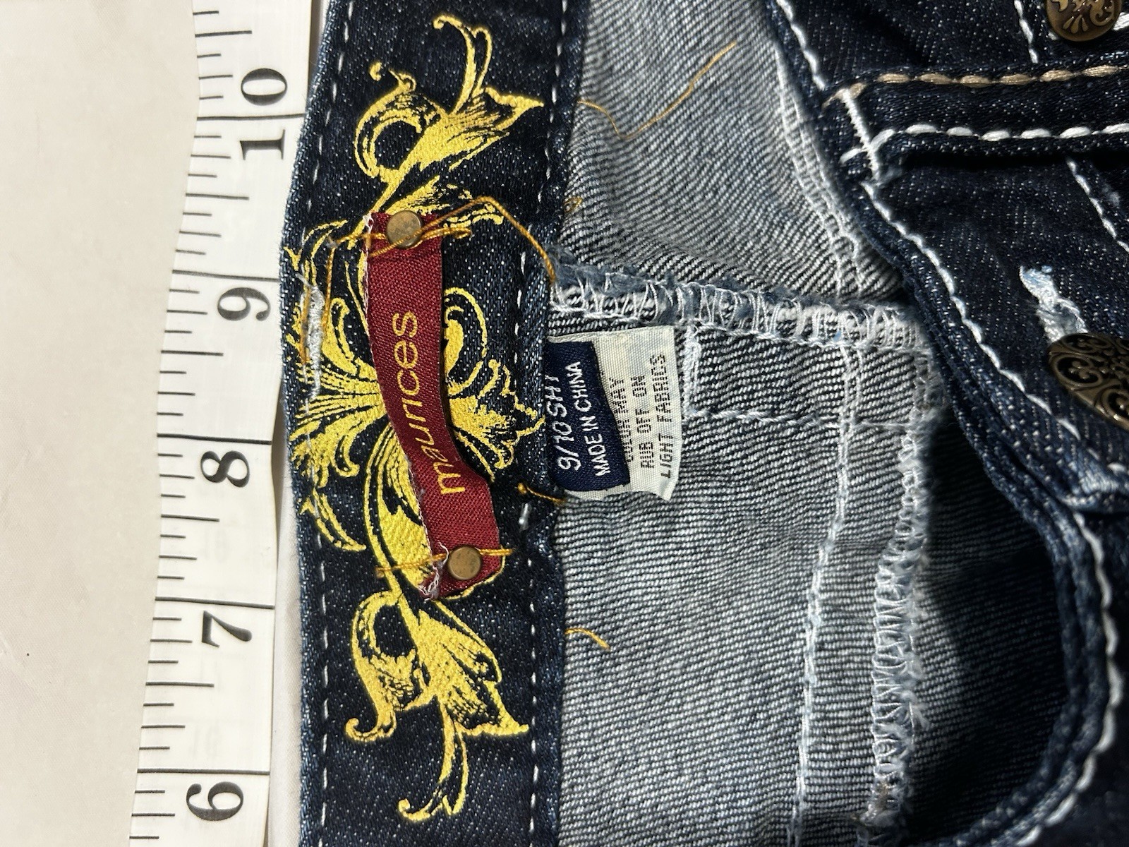 Maurices Y2K Contrast Thick Stitch Flare Jeans Dark Wash Size 9/10