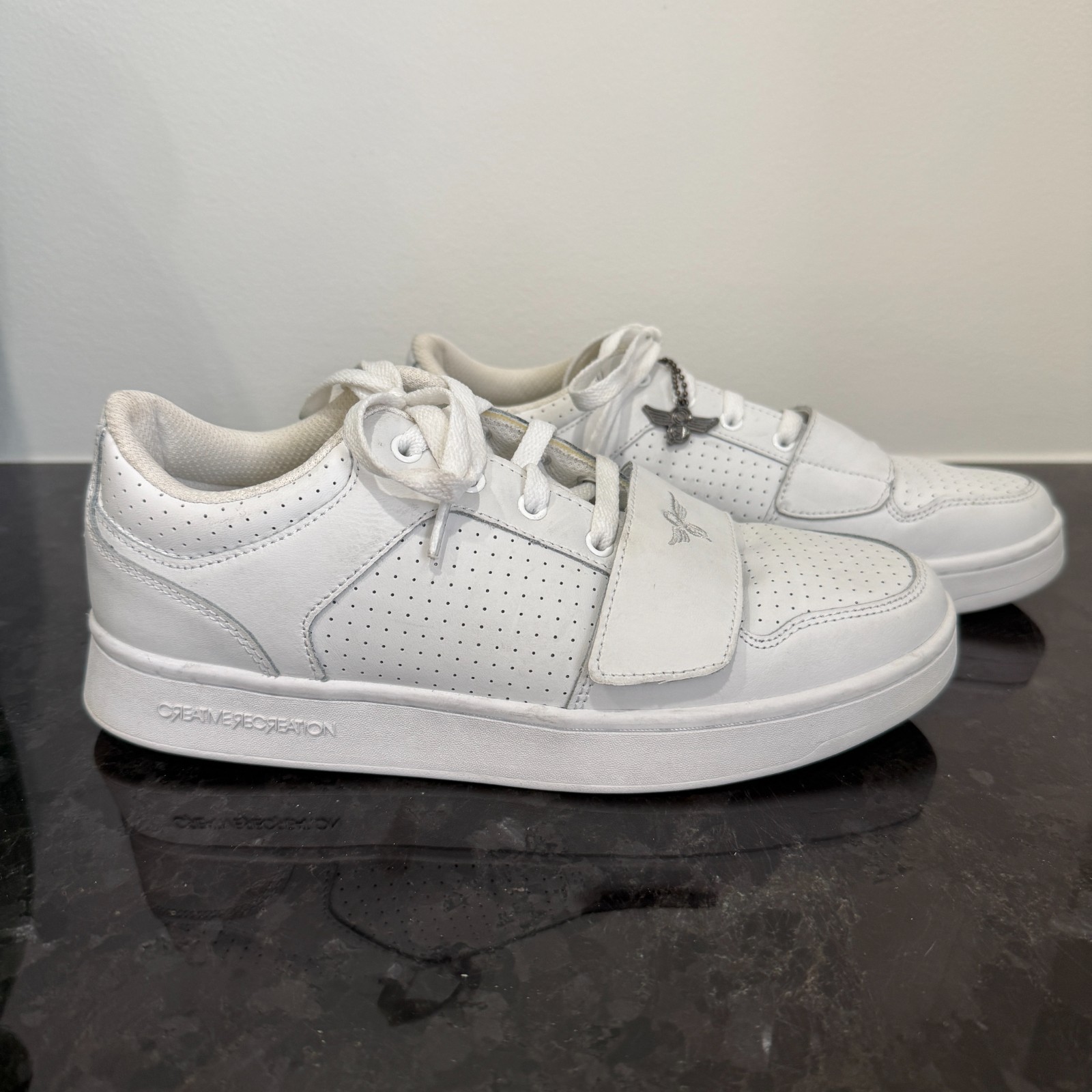 Mens 7 Creative Recreation Cesario Lo XXI White Perforated Leather Strap