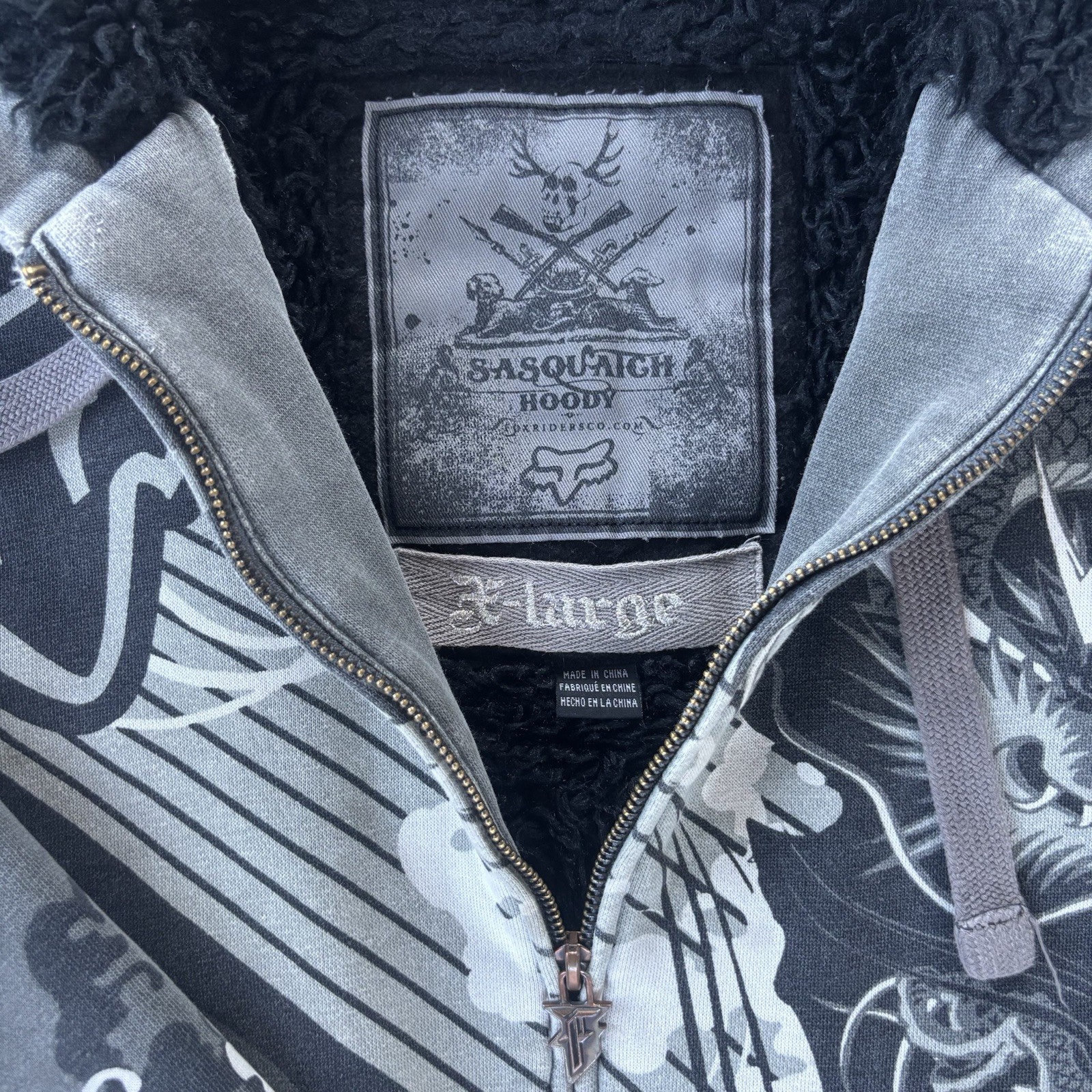 Rare 2000s Fox Racing AOP Sasquatch Jacket Grail Size XL Full Zip Hoodie