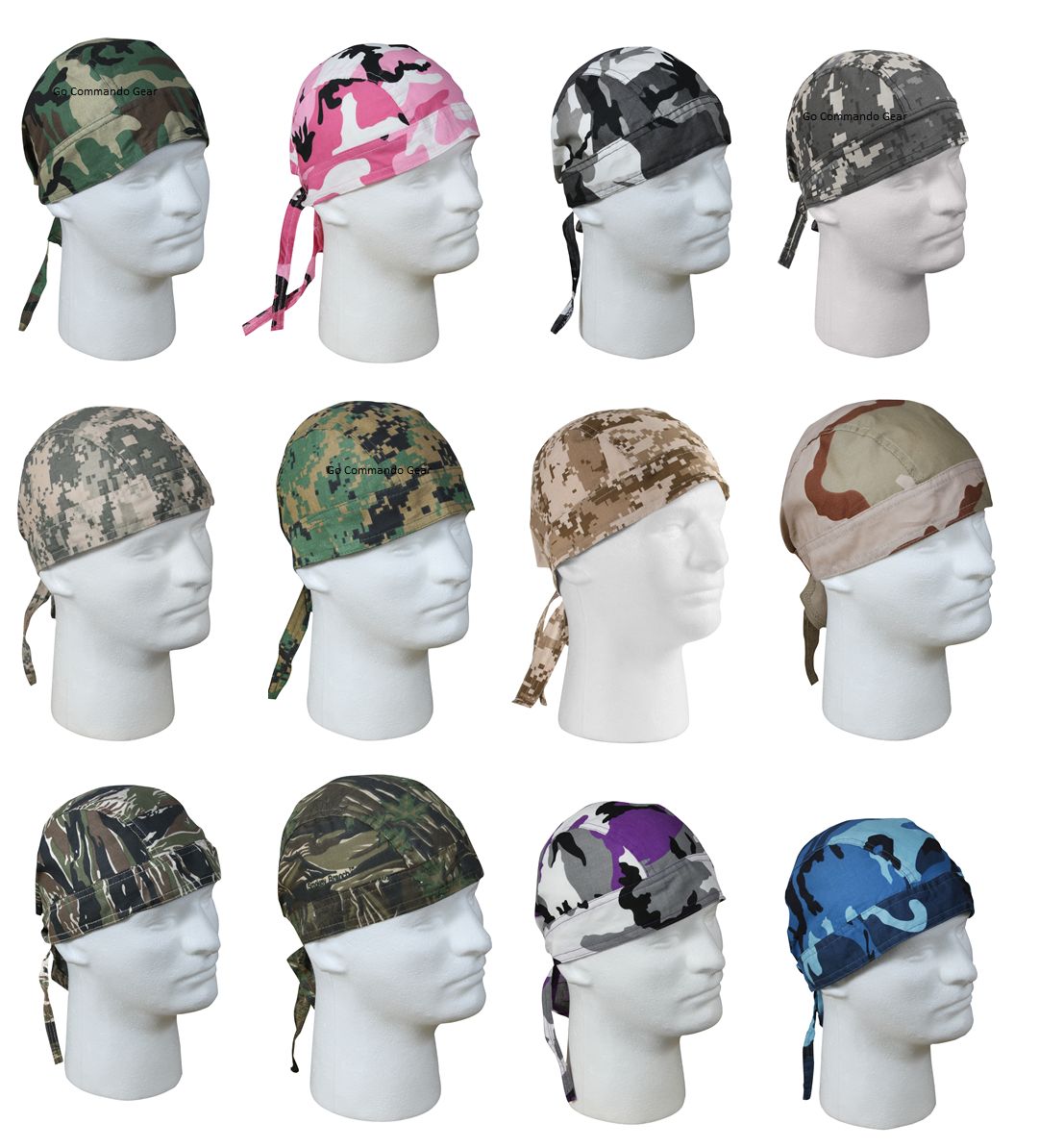 Headwraps – Camo Military Camouflage – All Colors – Do-Rag, Biker Bandana