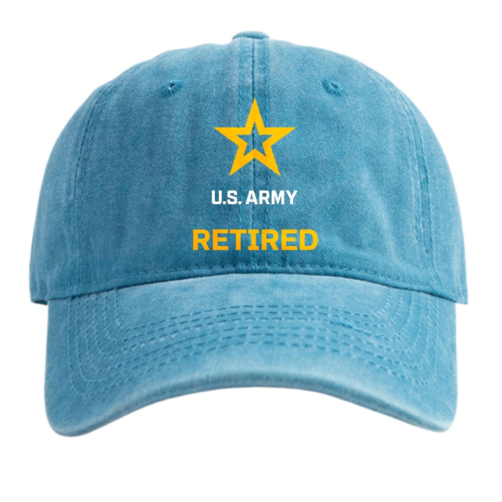 U.S. Army Retired Veteran Baseball Cap-Unisex Star Print Military Honor Dad Hat