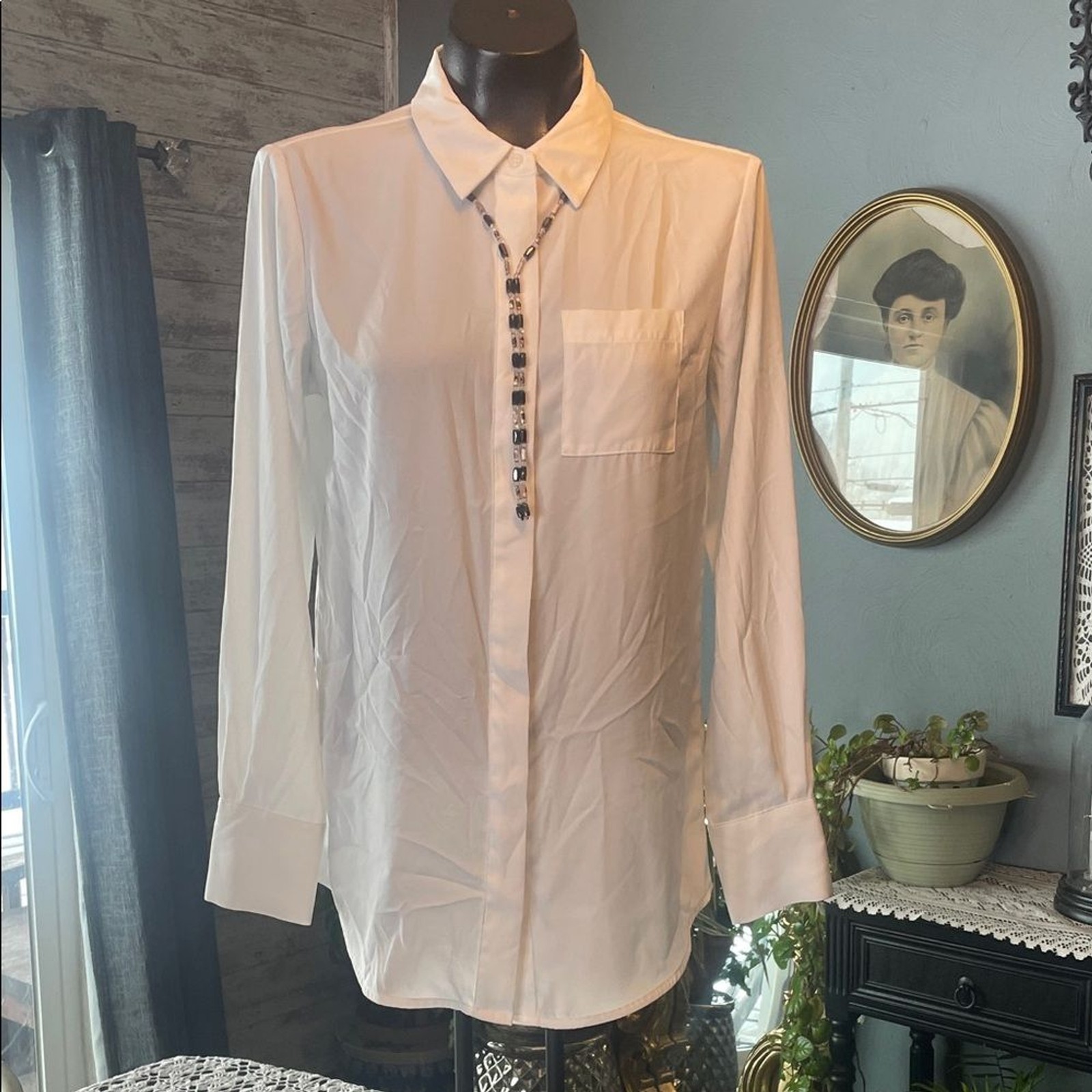 Nine West White Dress Shirt. Necklace not included.