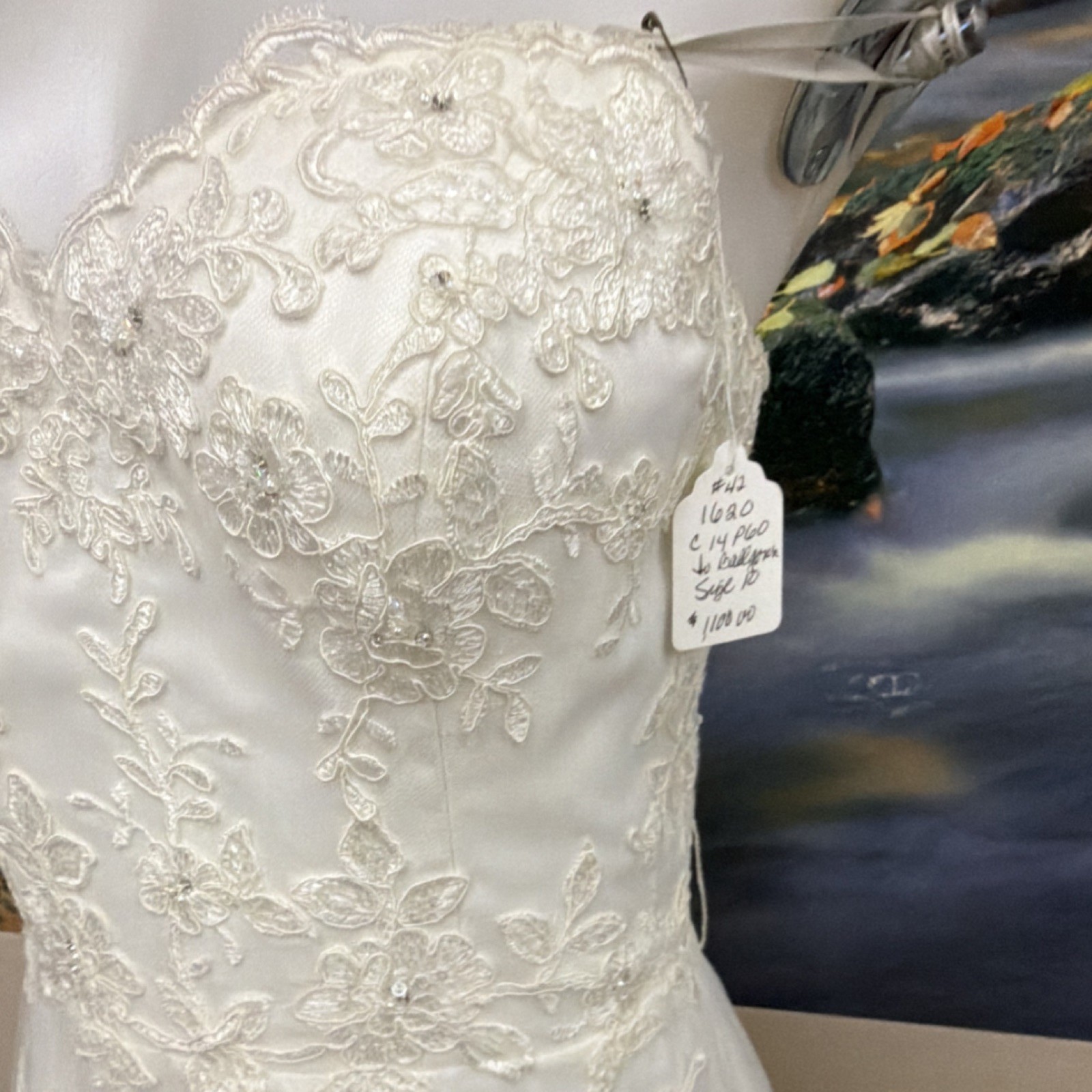 Mori Lee by Madeline Gardner Ivory Lace Strapless A-Line Wedding Dress Size 9/10