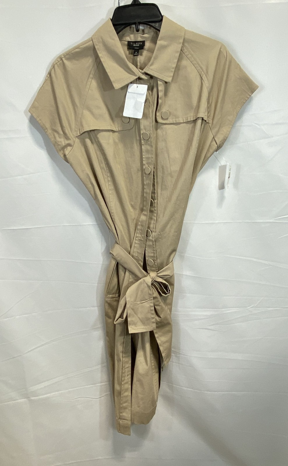 Talbots Women’s Tan Cotton Stretch Safari Shirtdress Belted NWT Size 10