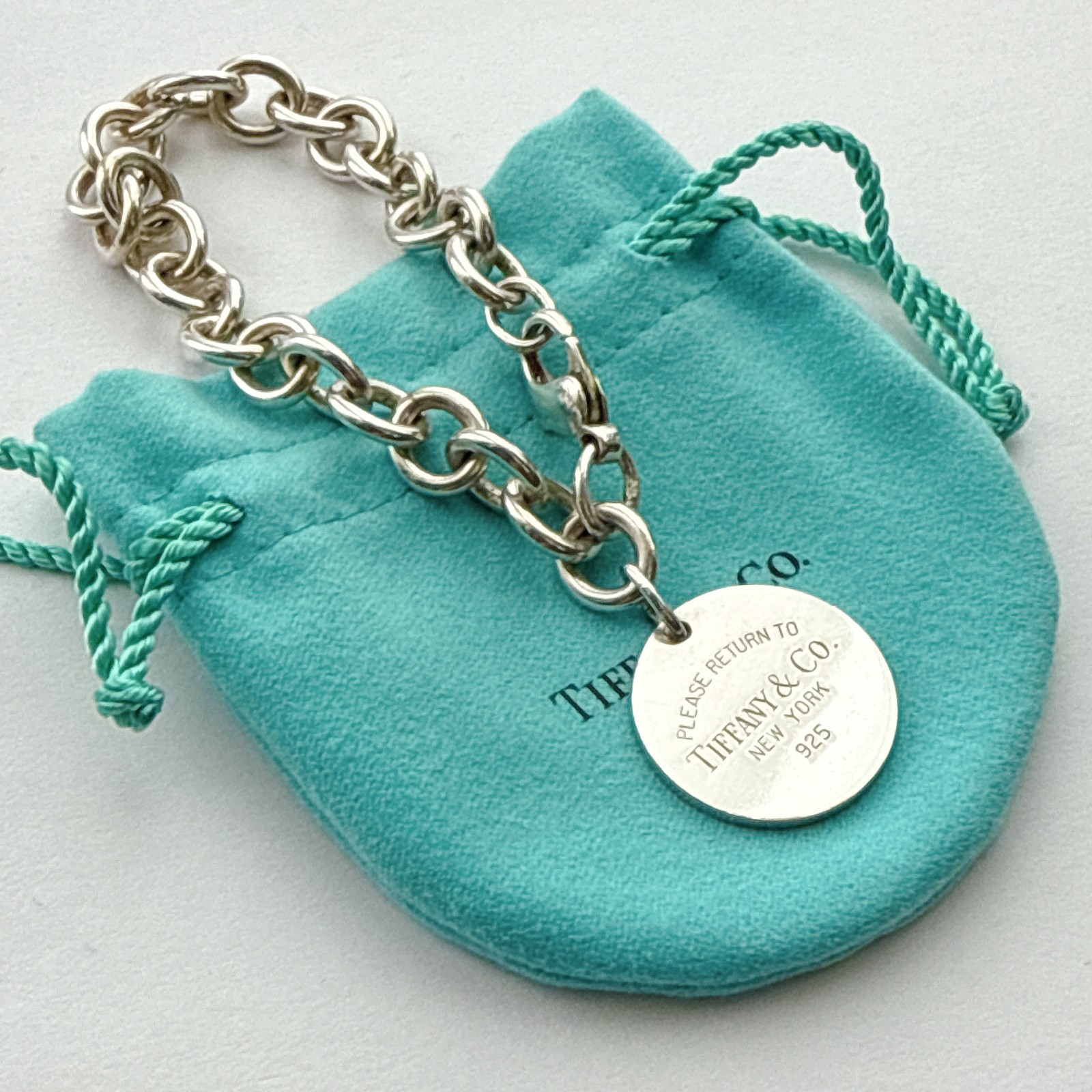 Tiffany & Co. Return To Tiffany Round Tag Sterling Silver 925 Bracelet 18cm
