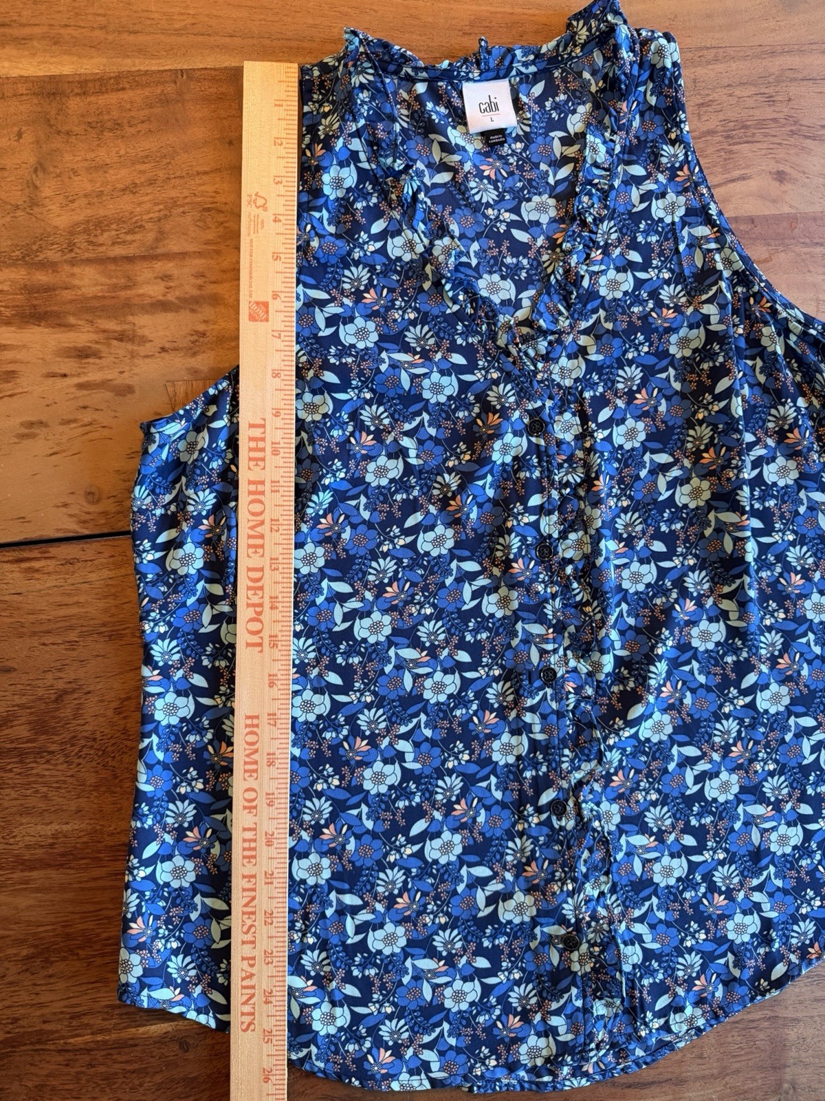 Cabi Sleeveless Top Large Take Two Blouse Blue Floral 4349