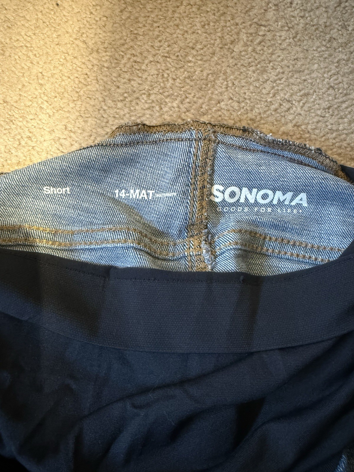 Sonoma Goods For Life Maternity Denim Cut Off Shorts Size 14 High Rise 4″