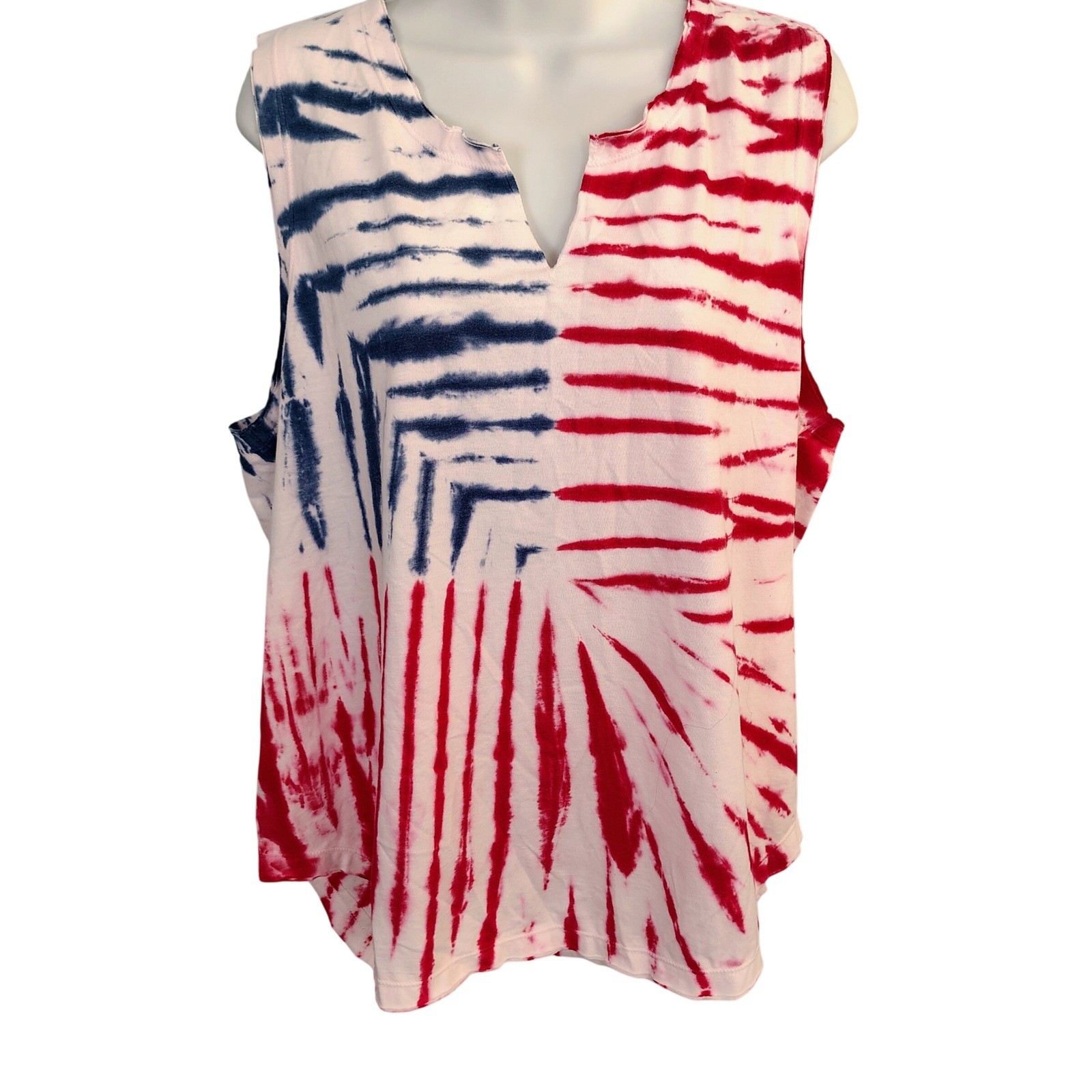Natural Reflections Womens XL Tie Dye Flag Tank Top Americana NWT patriotic