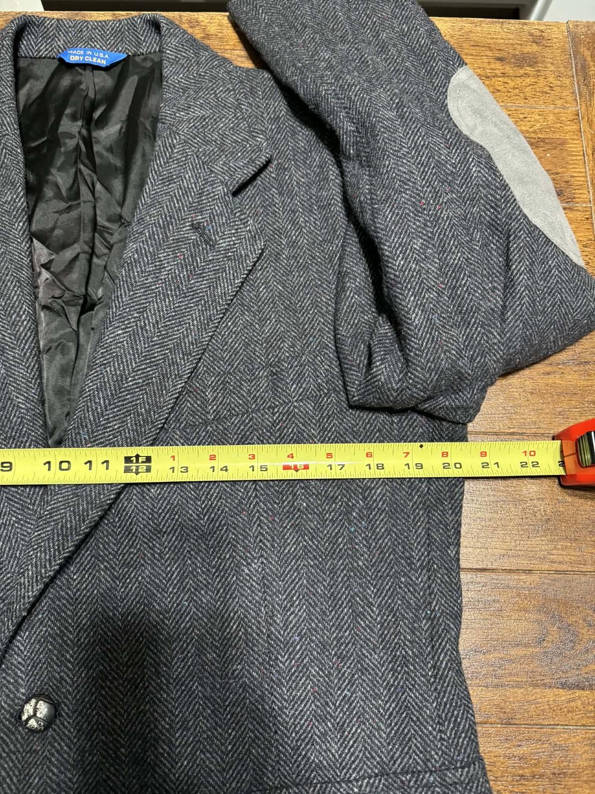 Vintage Pendleton Blazer Mens 40 Gray Wool Herringbone Elbow Patch Coat Jacket