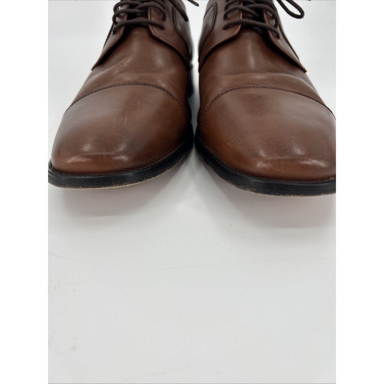 Johnston & Murphy Mens Brown Leather Cap Toe Oxford Dress Shoes Size 12W