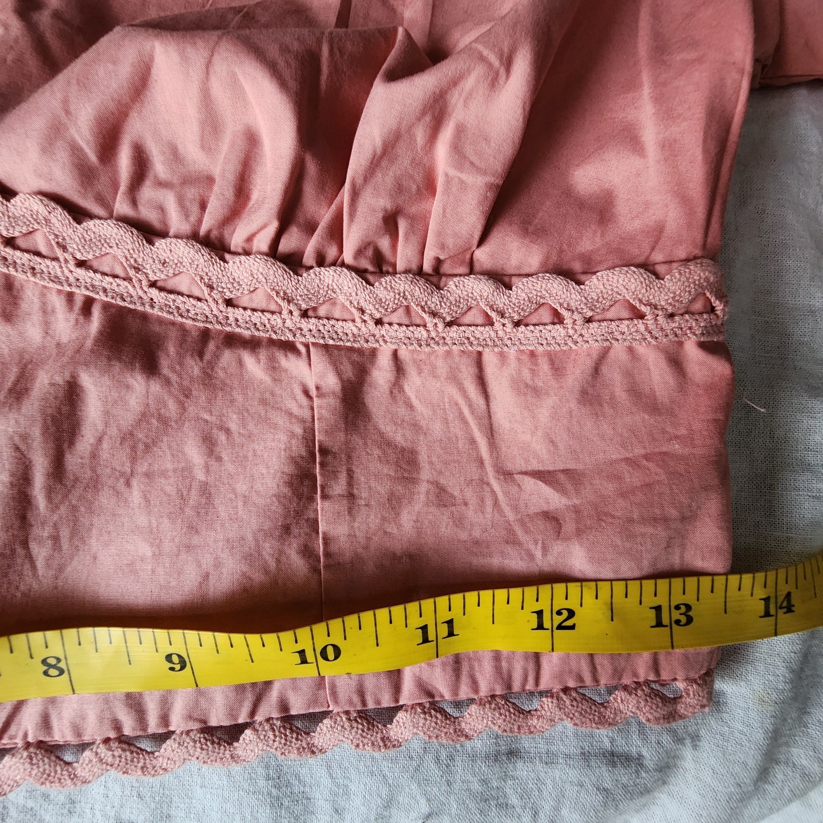A New Day Pink Cotton Woven Cropped babydoll Puff Sleeve Smock Blouse S cottage