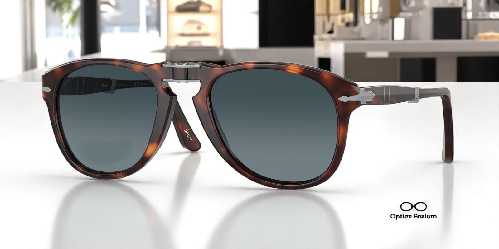 PERSOL PO0714 24 S3 Havana Gradient Blue Polarized 54 mm Men’s Sunglasses
