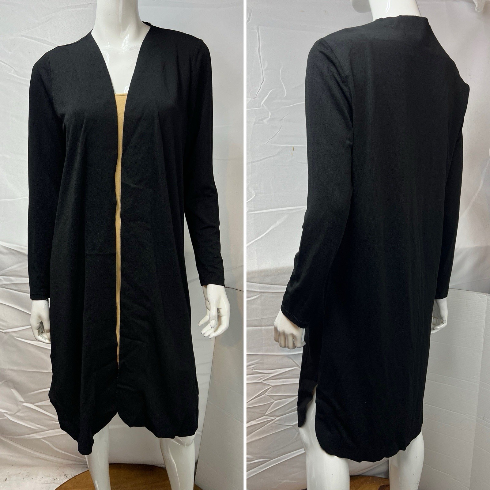 Donna Karan New York Black Label Women’s M Black Crepe Draped Knee Length Topper