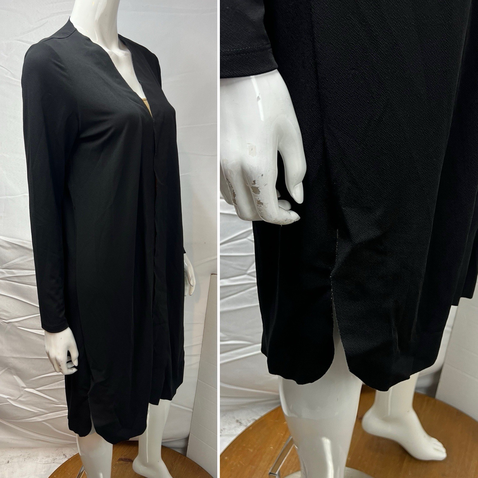 Donna Karan New York Black Label Women’s M Black Crepe Draped Knee Length Topper