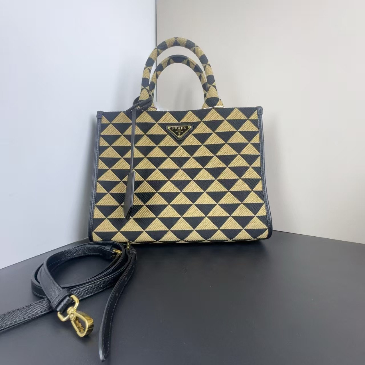 Prada Jacquard Saffiano Triangolo Symbole Embroidered Galleria