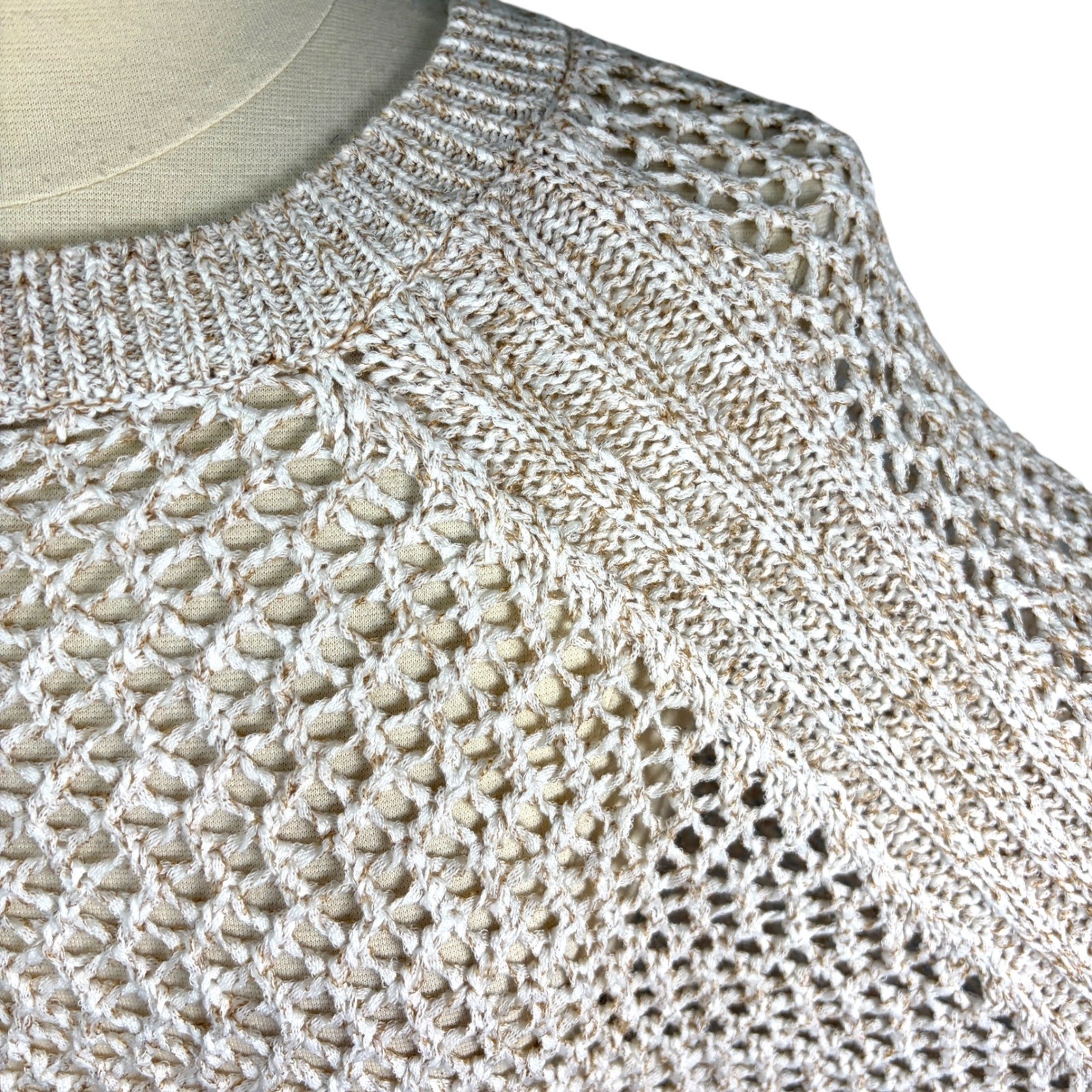 TALBOTS Open Stitch Poncho in Rattan, Large