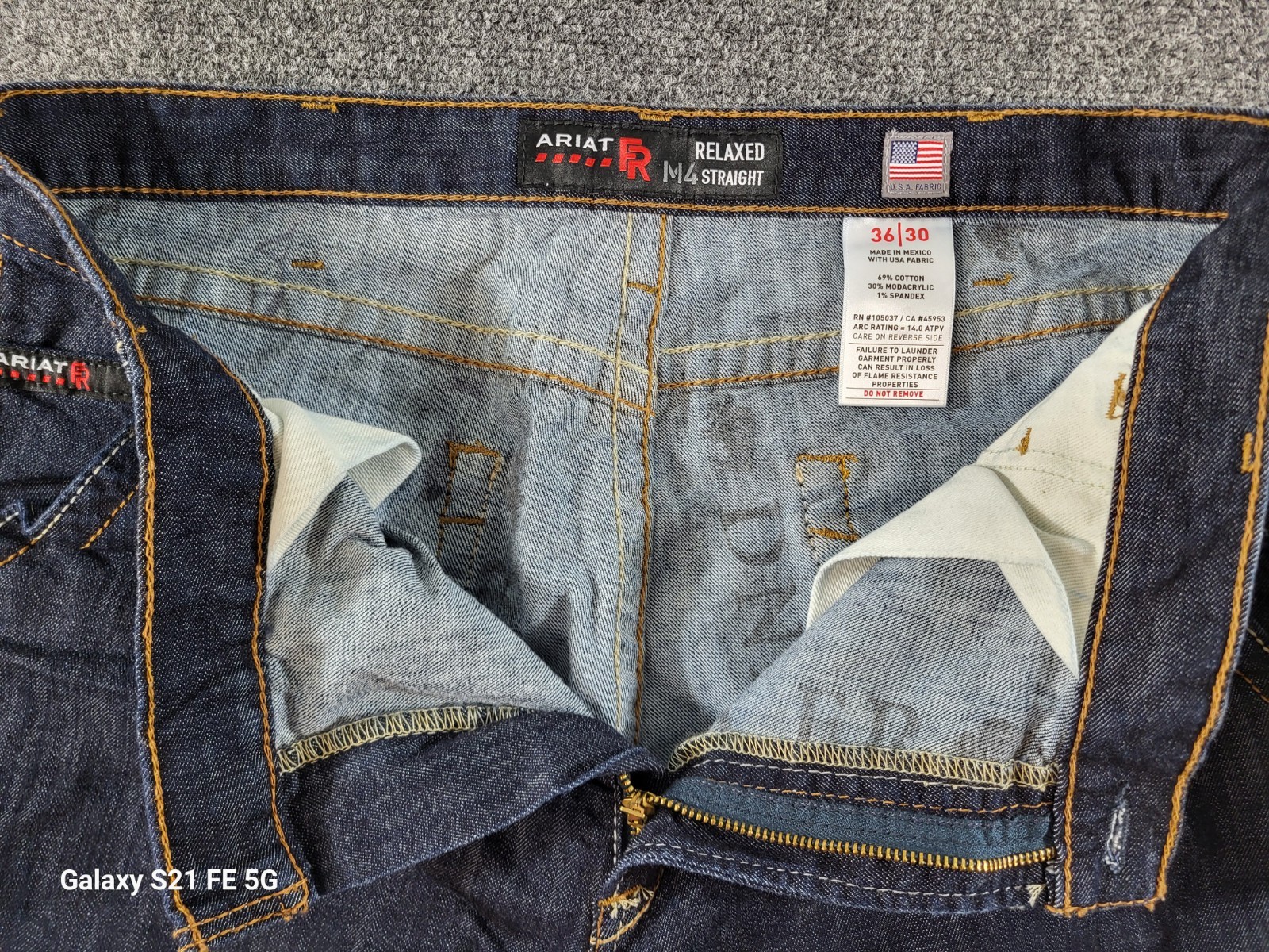 Ariat Fire Resistant M4 Relaxed Straight Jeans Mens 36×30 Dark Wash Stretch