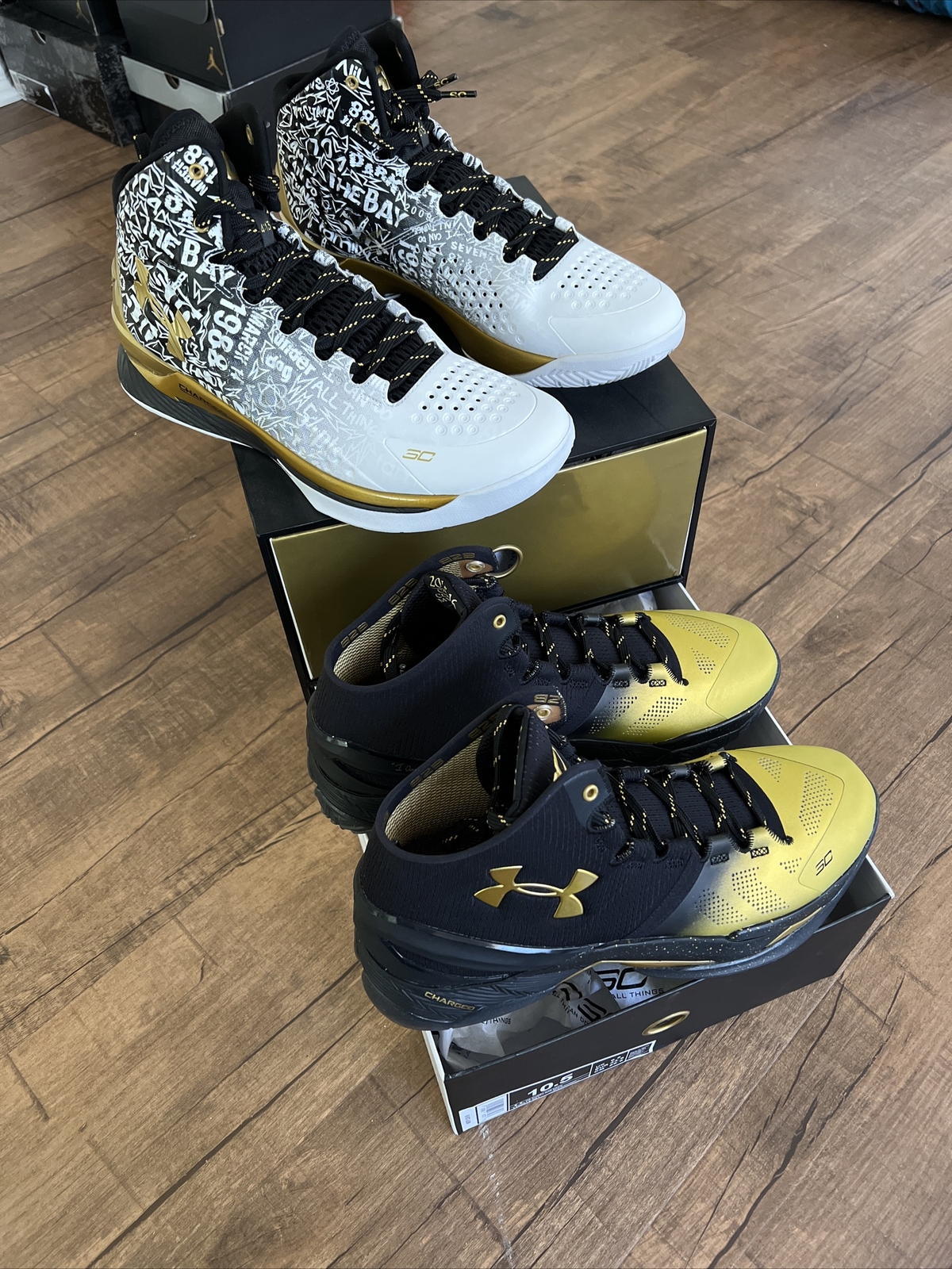 Under Armour Curry Back 2 Back B2B MVP Pack Warriors Championship Size 10.5