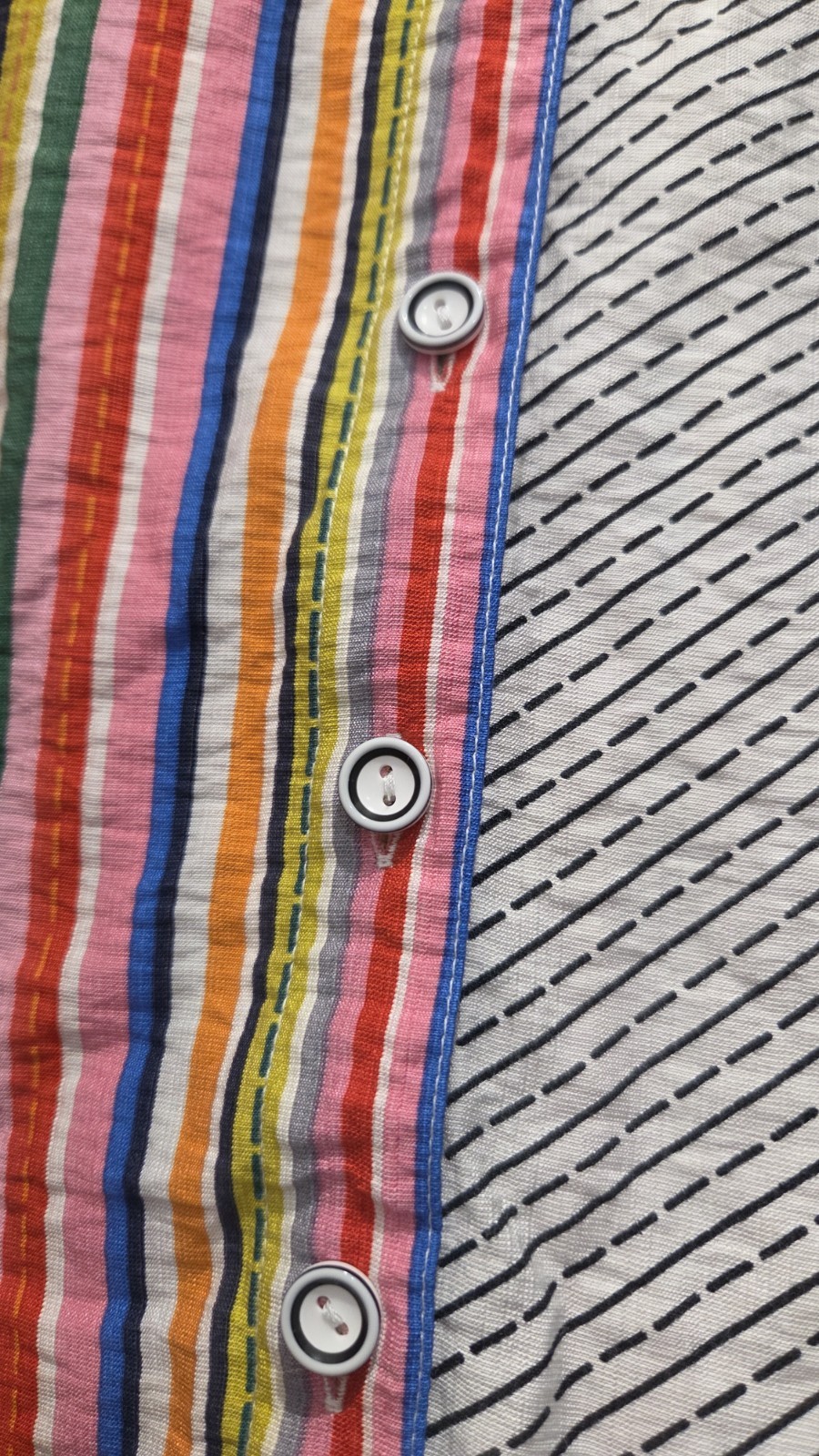 Ali Miles Stripe Point Collar 3/4 Cuffed Sleeve High-Low Hem Button-Front Shirt