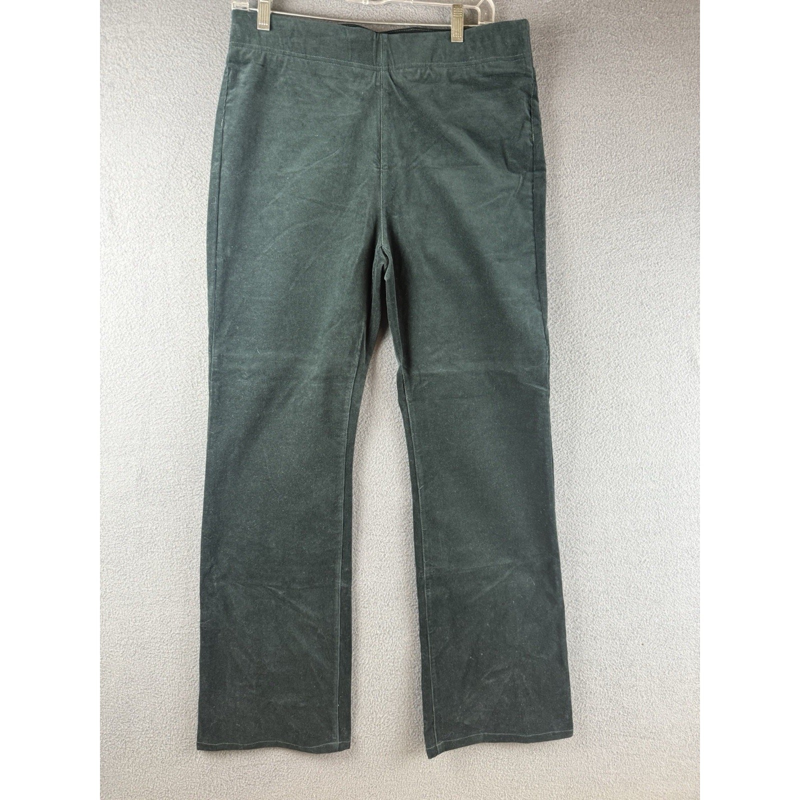 Soft Surroundings Green Velveteen Pull On Wide Leg Pants Size Medium
