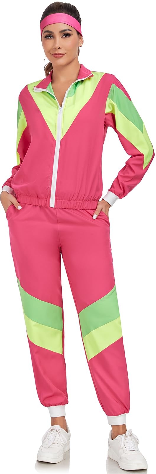 SIZGAROOT 80s 90s Retro Windbreaker Set Womens Tracksuit Workout Outfit Track…