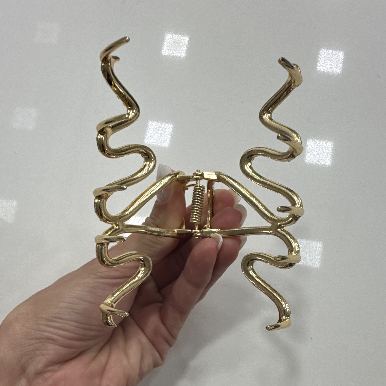 Gold Tone Rhinestone Snake Hair Claw Clip Non-Slip Metal Women Unisex