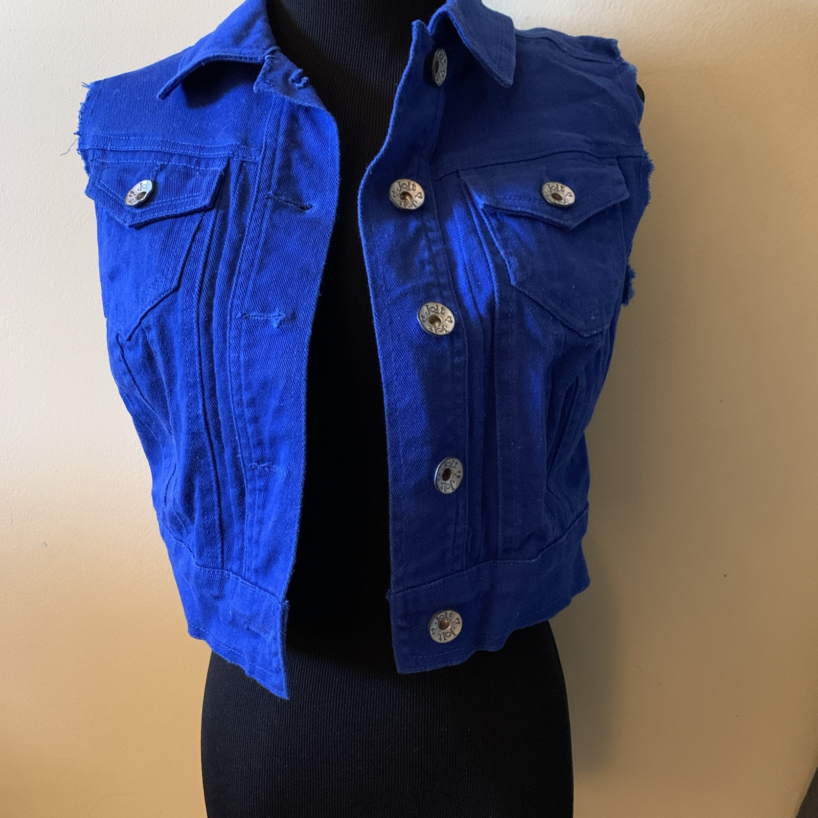 Jolt Women’s Blue Vest Size Small 98% Cotton 2% Spandex